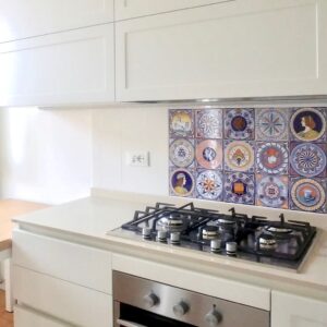 Pannello Cucina piastrelle maiolica ceramica Faenza dipinto