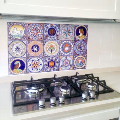 Pannello Cucina piastrelle maiolica ceramica Faenza dipinto