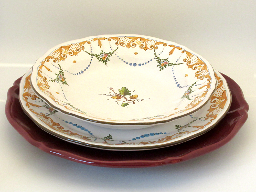 Servizio piatti tavola maiolica ceramica Faenza Ghianda Festone